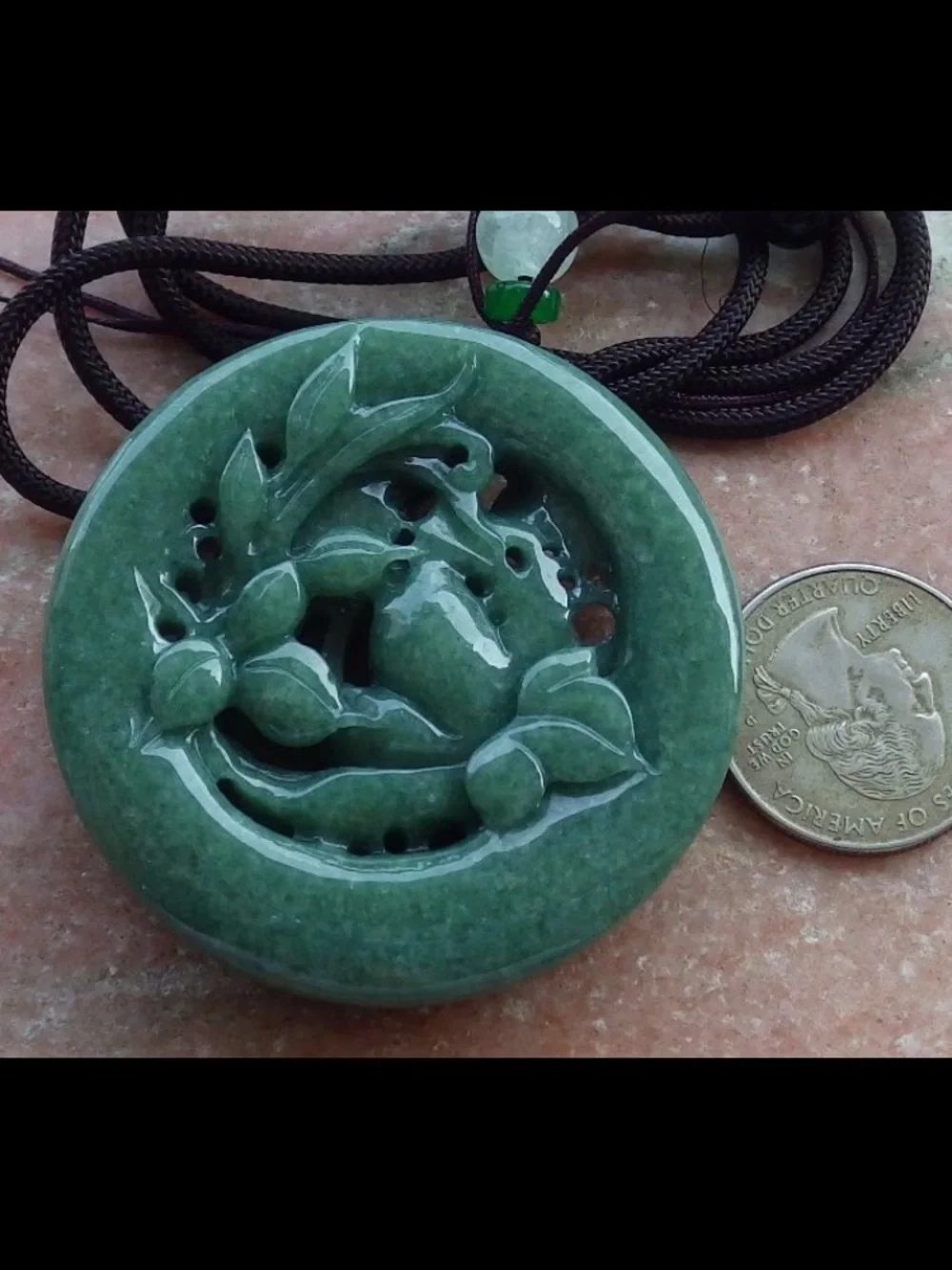 Certificate Jadeite Jade Pendant good fortune wealth Green Parrot flower